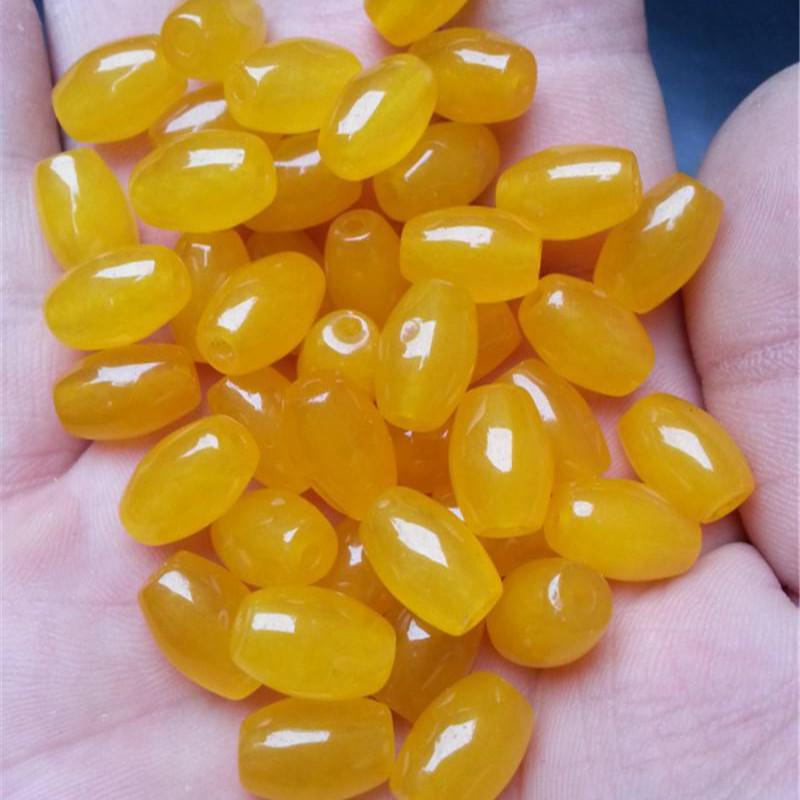 Yellow Jade Dragon Corn Beads Necklace with Pendant Rope