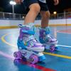 Children's Beginner Roller Skates, Ages 3-12, Four-Wheel Double Row with Flashing Wheels for Boys and Girls