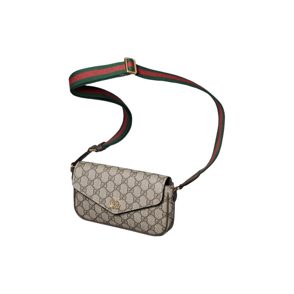 Gucci Ophidia Podwójne G Logo Zapięcie na zatrzask Płótno i Skóra Mini Torba na Ramię Damska torba na ramię Brązowy 764961-96IWG-8745
