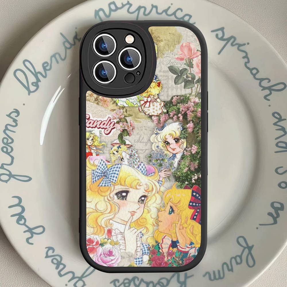 Manga Candy Phone Case For IPhone 16 15 14 13 12 11 Pro Max Plus Leather Soft Cover