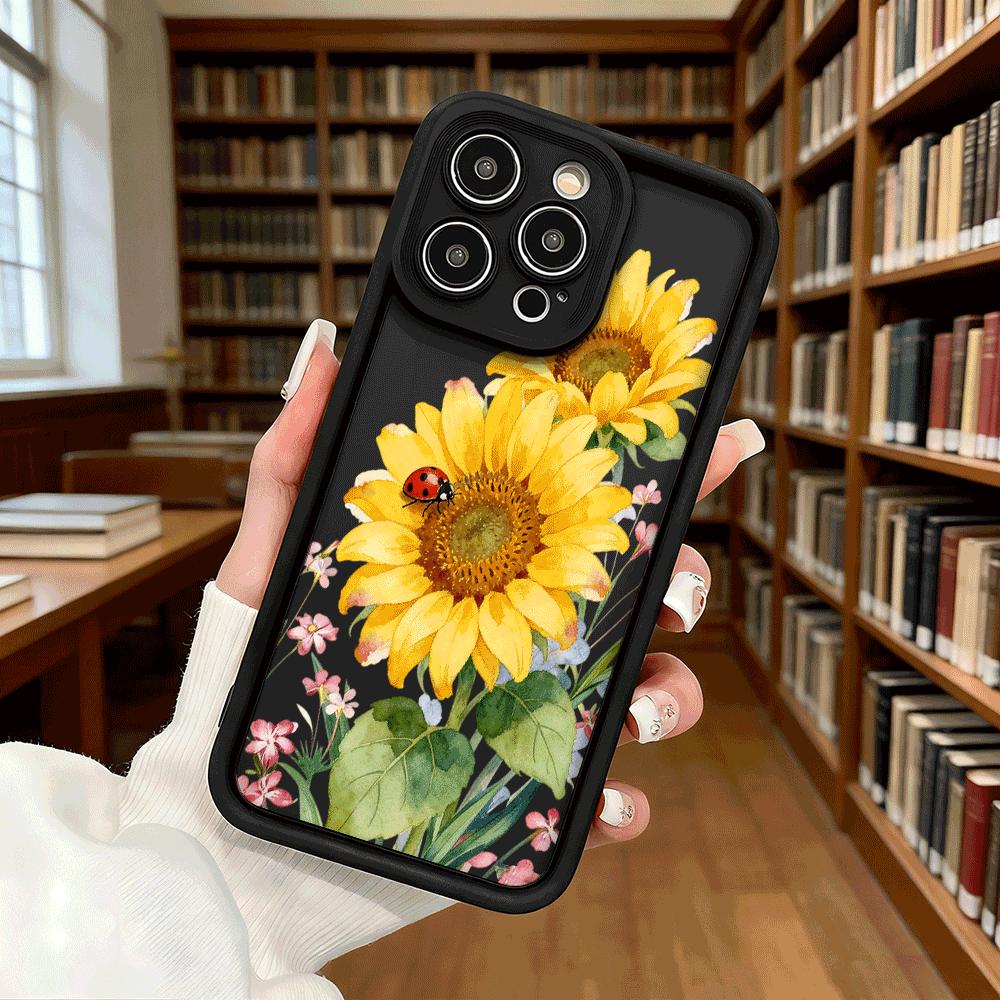 Sunflower Ladybug Watercolor Shockproof Soft Phone Case For Xiaomi Redmi Note 15 14 13 12 11 10 9 Pro Anti-Slip Anti-Fall Cover