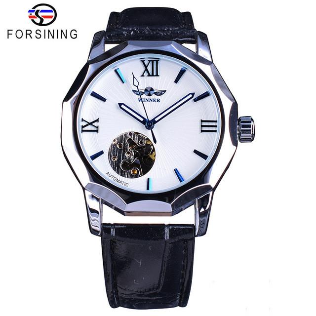 

ПОБЕДИТЕЛЬ новые лучшие мужские часы мужские скелетон автоматический механический ремешок с синей иглой механические часы мужские часы белый