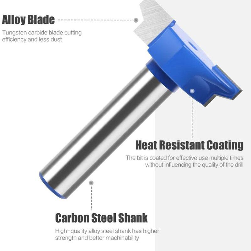 T Slot Cutter Rabbet Router Bit 3 Wing Carbide Slotting Cutter Rabbeting Slab Flattening Router Bits for Wood.12mm 1/2inch Shank