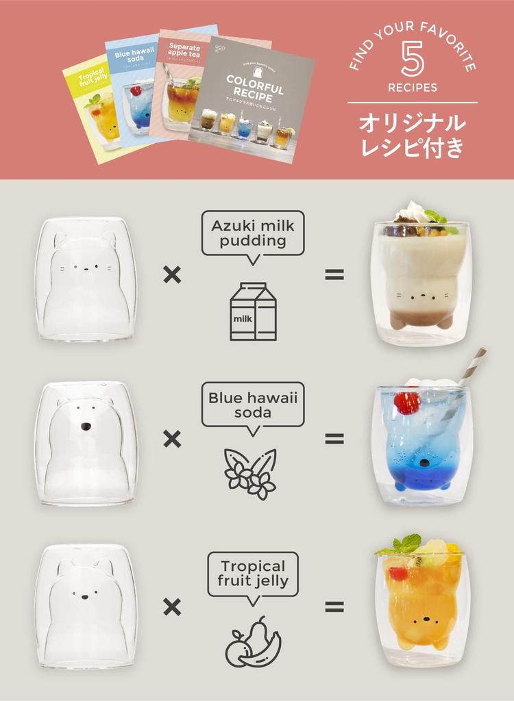 CB Japan Glass Spülmaschine Tier UCA Hitzebeständig [Katze] 270ml, Kondensationsbeständig, Doppelwandige Konstruktion, Mikrowellengeeignet, Sicher,