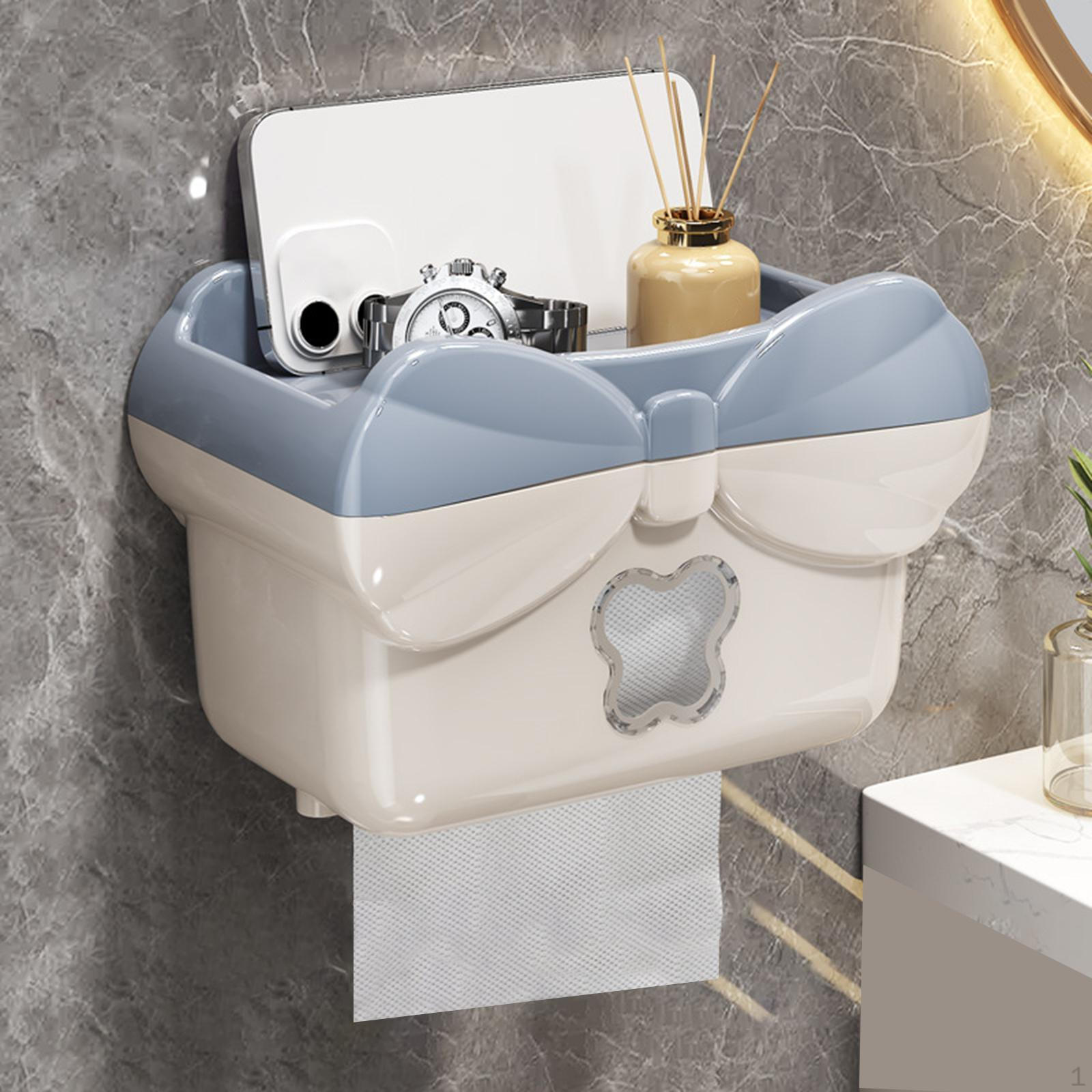 

Tissue Box Cover Facial Tissues Dispenser Easy to Install Elegant Wipe Toilet Paper Holder сірий