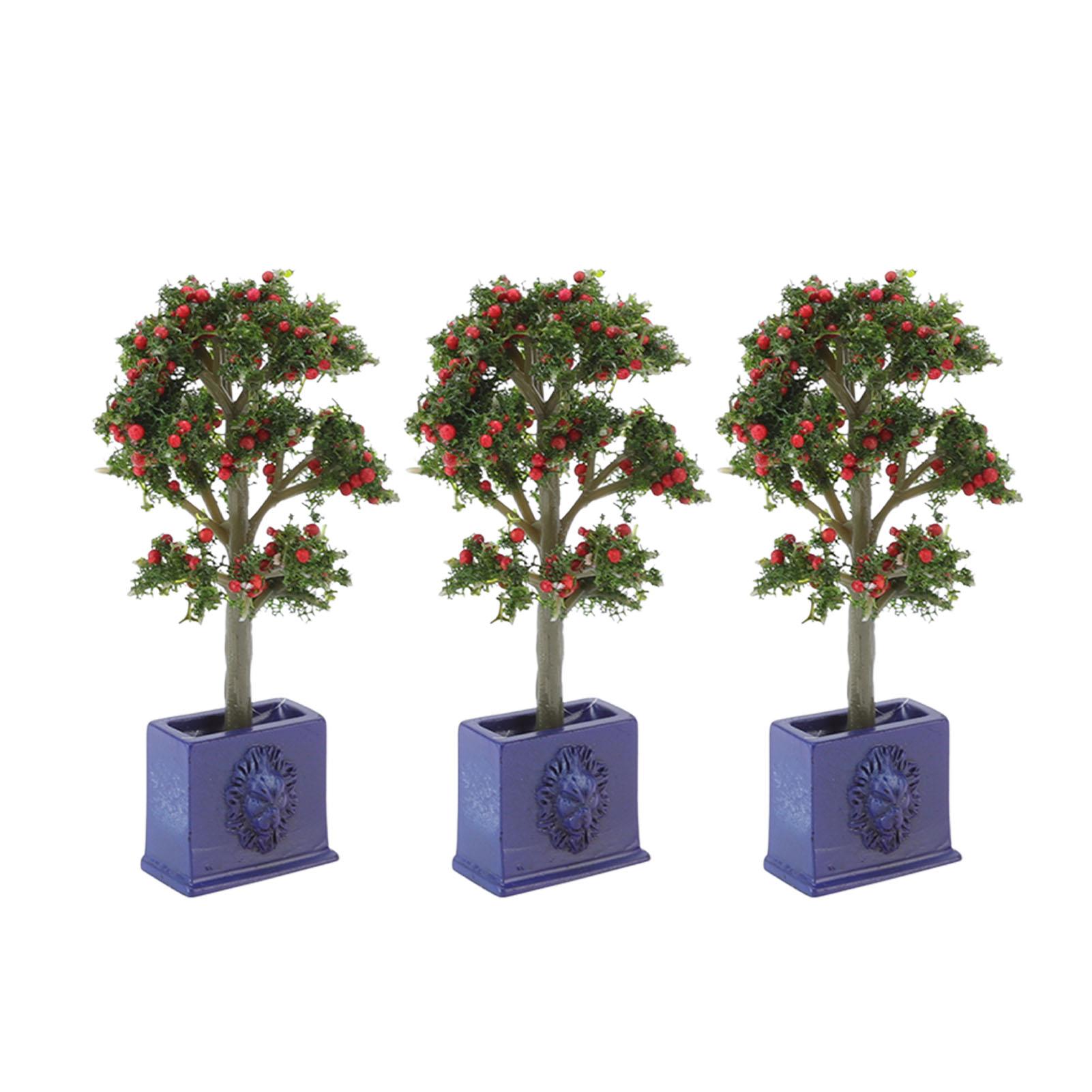 

3PCS Miniature Dollhouse Plants Artificial Fruit Tree Model for 1:12 Scale Dollhouse Decoration