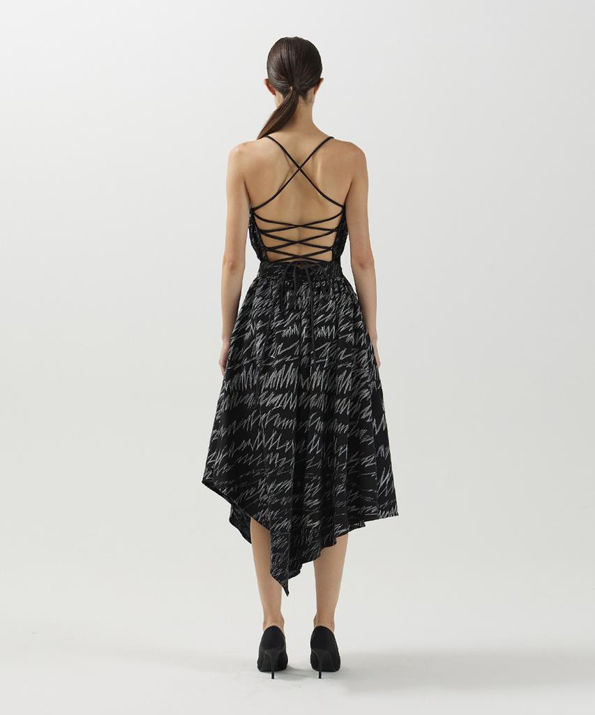 Meuameu Stitch Strap Pleated Dress