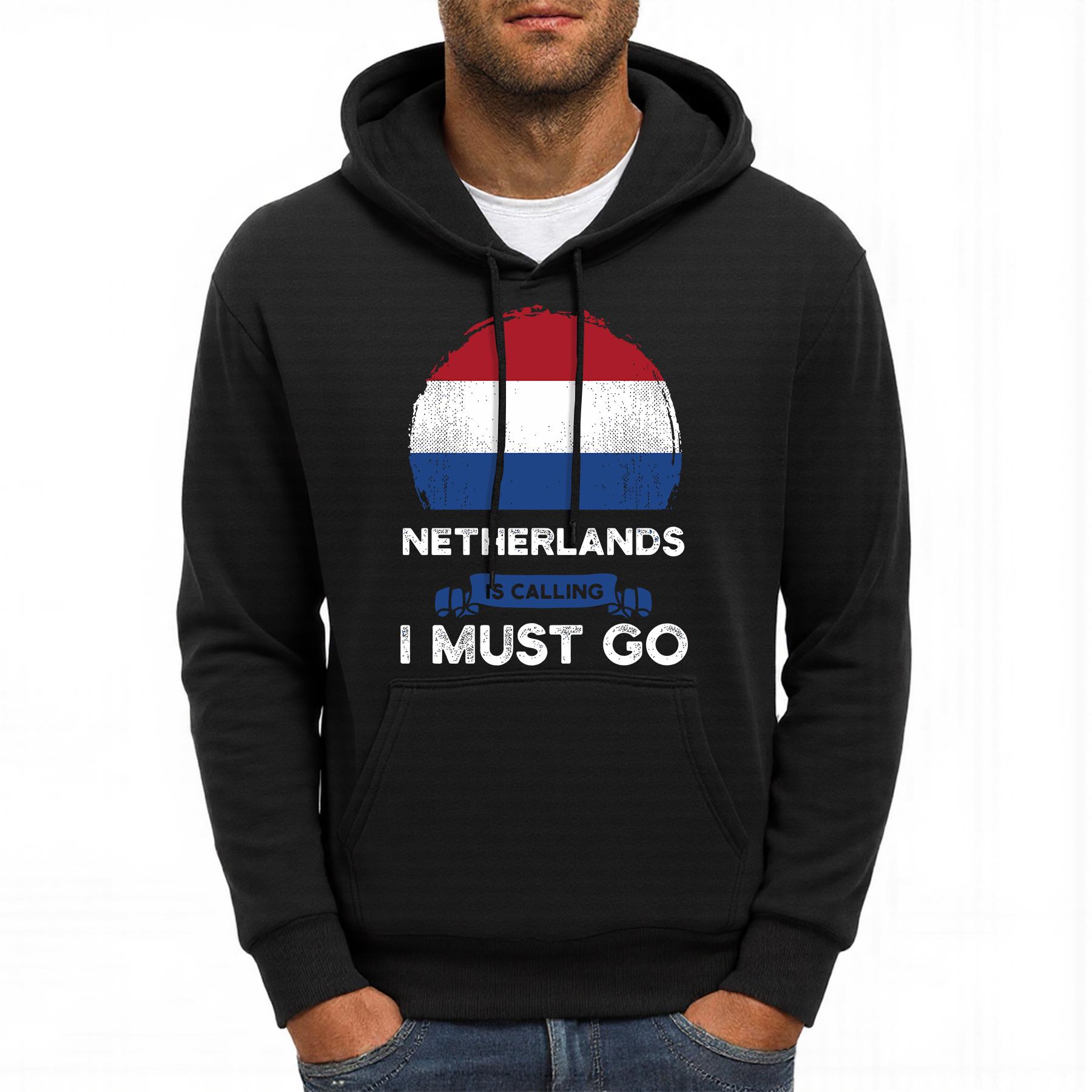 

Netherlands Is Calling I Must Go Printing Men Hoodie Multicolor Loose Hoody Autumn Fleece Streetwear Hip Hop Pocket Man Hoodies 3XL