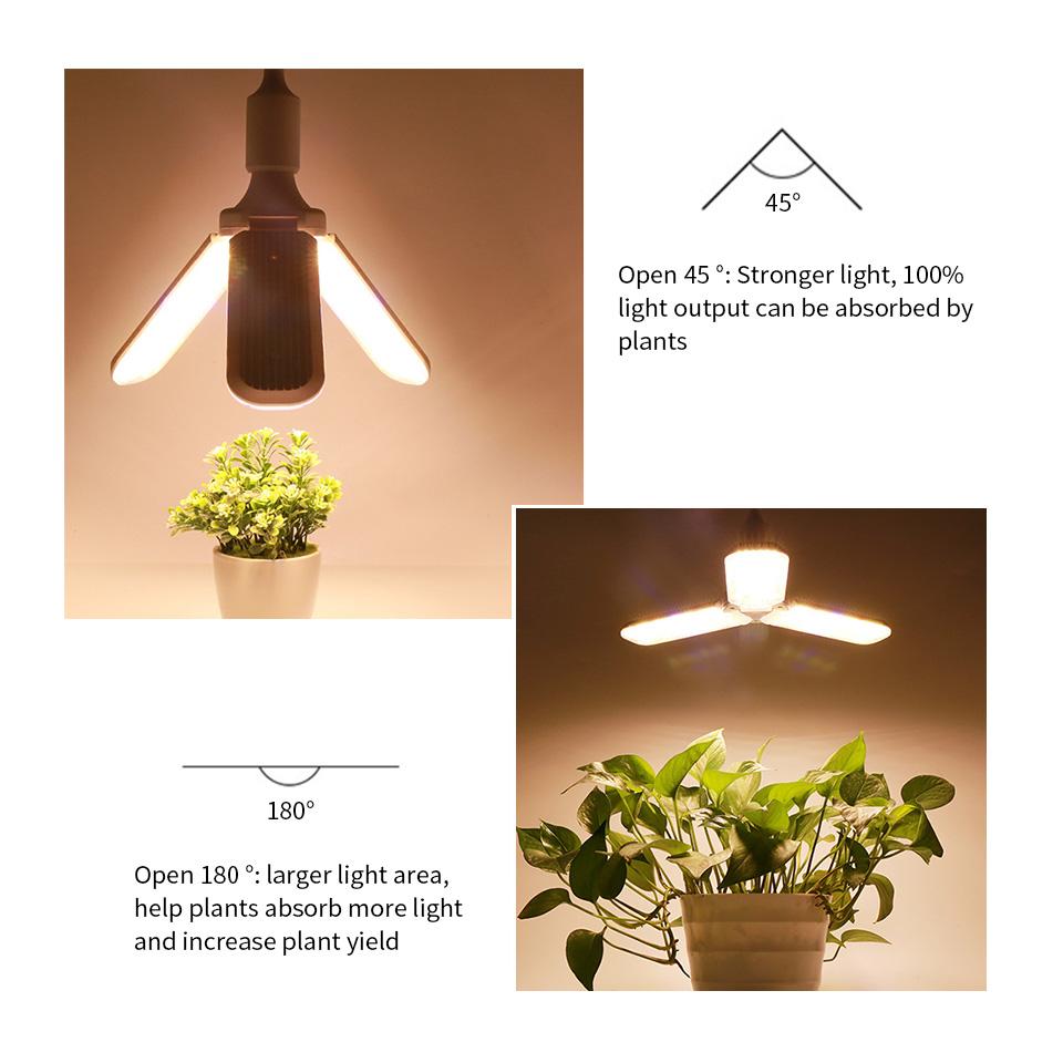 24W 36W 48W Katlanabilir LED Büyümek Işık Tam Spektrum E27 Bitki Büyüyen Işık Phytolamp Ampul Kapalı Bitkiler Için Çiçek Fide