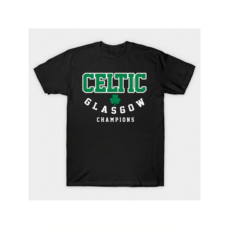Maglietta Vintage Uomo Celtic Glasgow Campioni - Maglietta Pesante Leggera con Grafica Kilt Celtic & Trifoglio, Merchandising per tifosi, T-shirt Stile Retro,