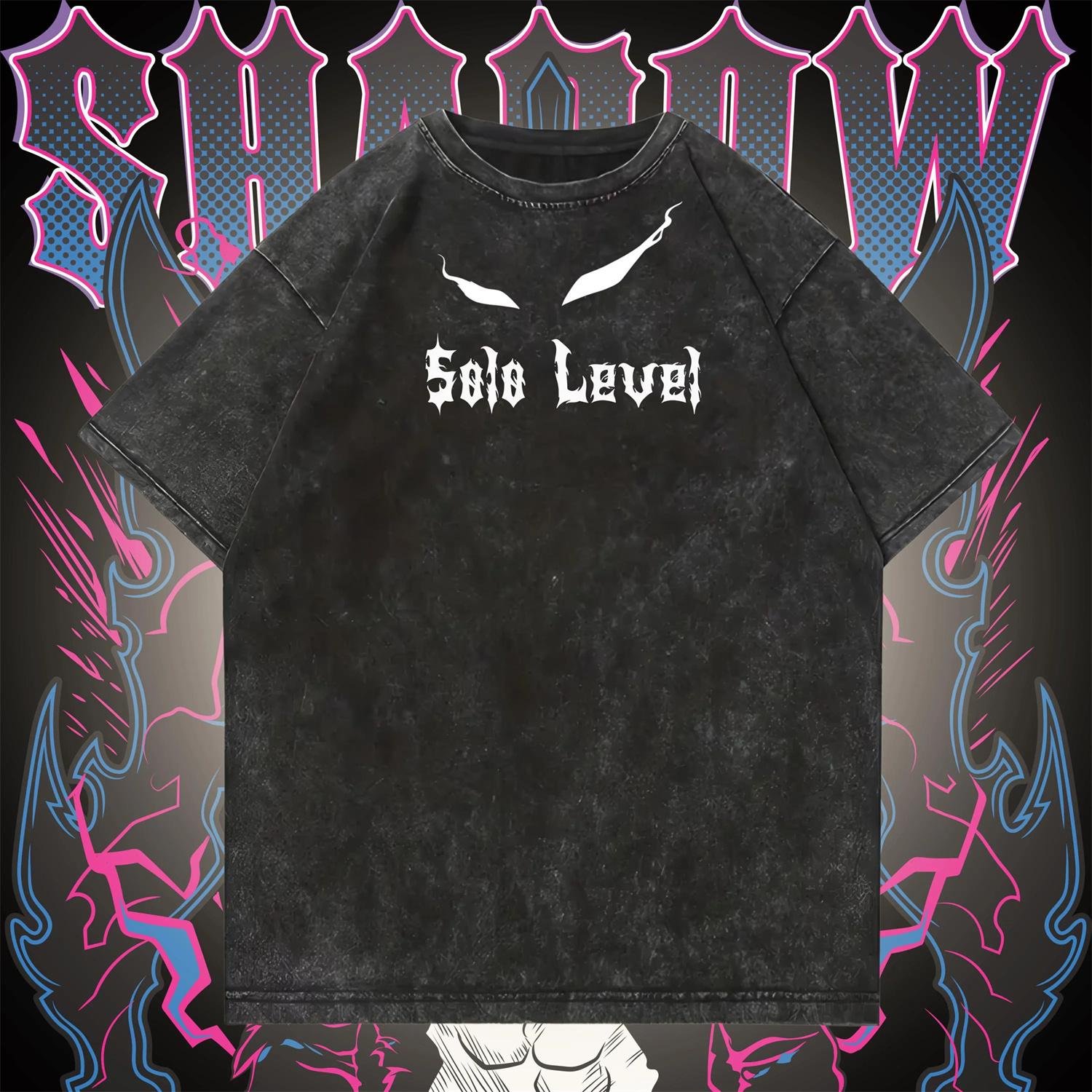 

Аниме Соло-левелинг Футболка из стираного хлопка Винтажная Хип-хоп Женская и Мужская Футболка Уличная Одежда Летние Мужские Топы Одежда S