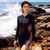 Swimsuit Women's One-piece Long-sleeved Sunscreen Skin-covering Large Size Swimming Pool Hot Sports Racing Swimwear