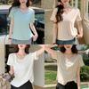 Casual Summer T Shirt For Women With V Neck And Snowflake Cotton Material