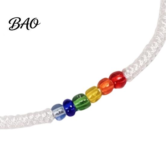 Minimalist Rope Bracelet Rainbow Beads for Men Women, Handmade Fashionable Stackable Jewelry Braided String Bracelet, Adjustable Woven Wristband