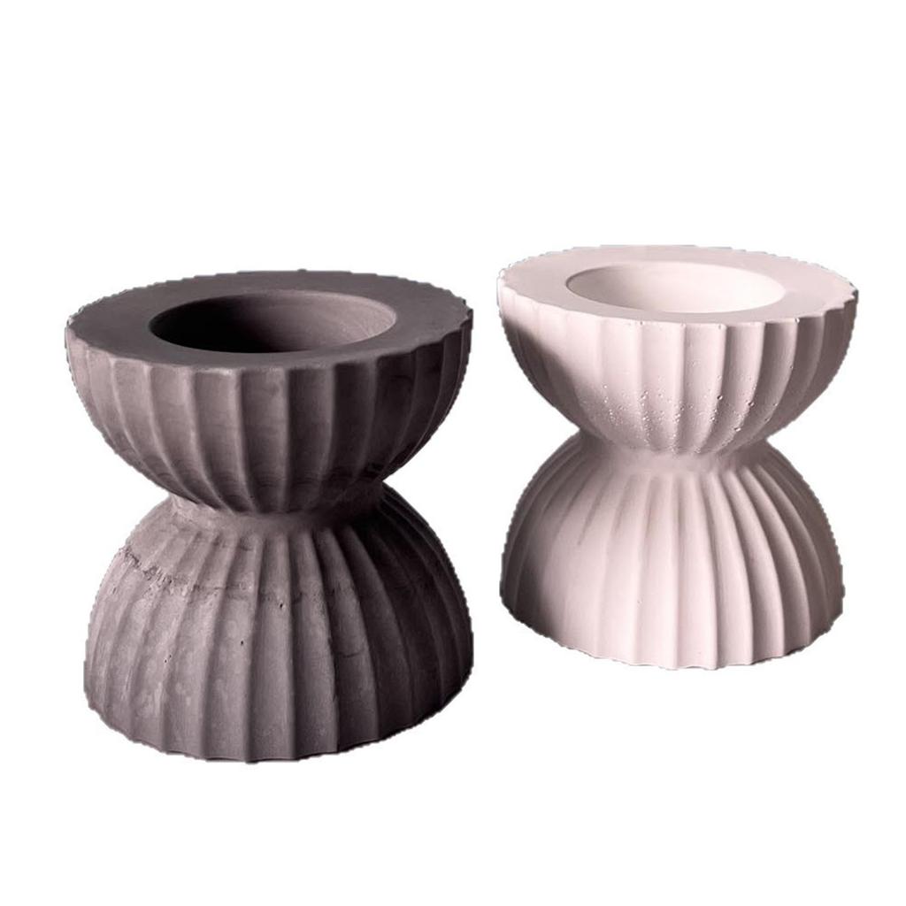 Striped Funnel Candle Holder Silicone Molds Funnel Tealight Stand Silicone Mould For Epoxy Resin Holiday Decoration