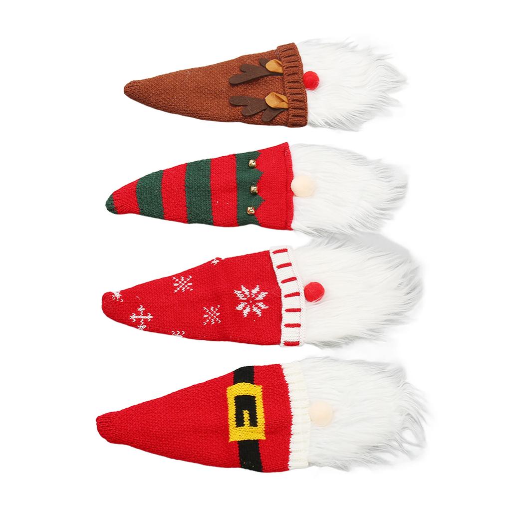 4Pcs Christmas Gnome Wine Bottle Cover Decorative Christmas Wine Bottle Cover Topper for Christmas Party Dining Table