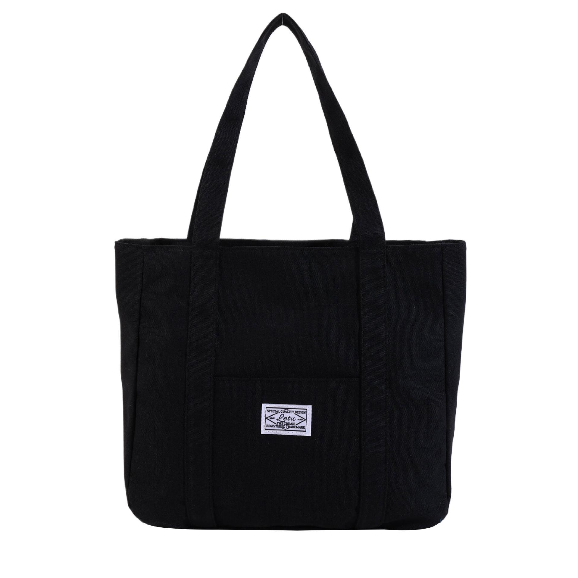 

Large capacity tote bag, simple commuter shoulder bag, college student class armpit bag, canvas bag чёрный
