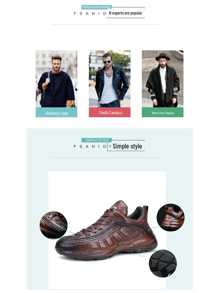 European 2023 Men's Leather Embossed Retro Trendy Casual Shoes