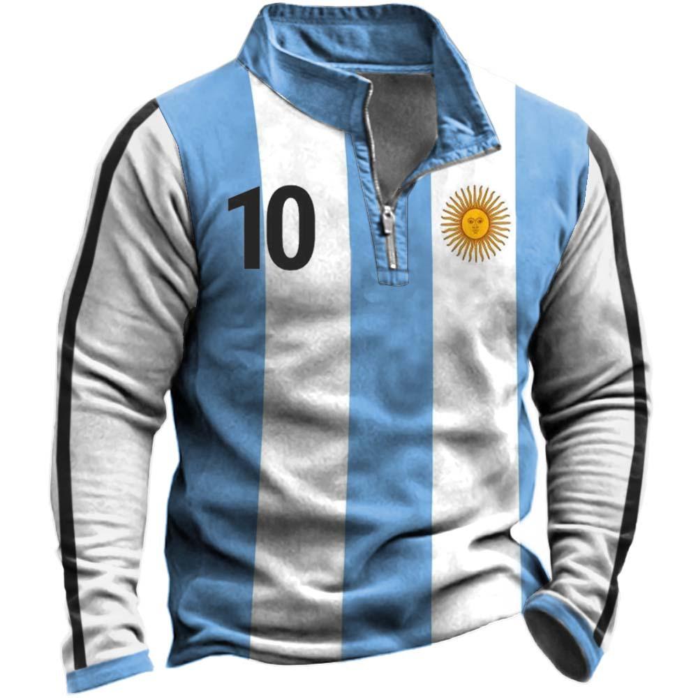 

Молодежная мужская футбольная толстовка больших размеров с принтом флага Аргентины на Кубке мира, готовая толстовка S