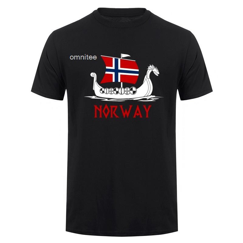 Boat Norwegian Flag Norway Tshirt Unisex Cotton Short Sleeve Streetwear Vintage Norway Flag Mountain T Shirt Hj110