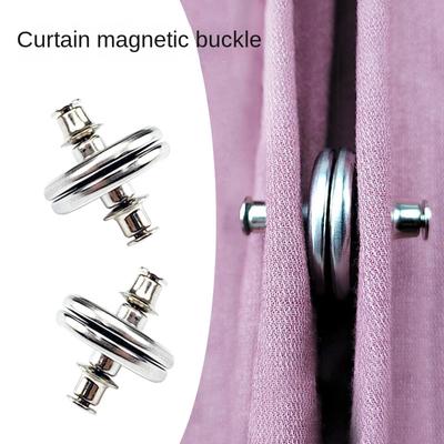 1-10Pairs Curtain Magnetic Button Nail Free Detachable Window Curtain Close Magnet Buckle Adjustment Curtain Clip Accessories