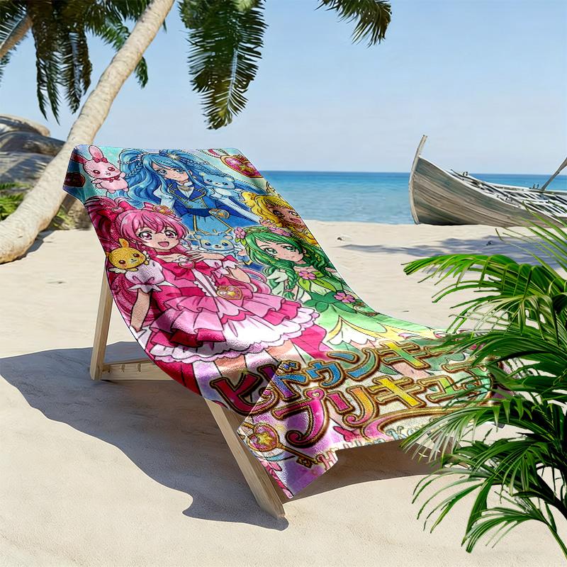 Hidden Key Precure Print Beach Towel, Large Soft Quick Dry Towel for Beach Camping Swimming