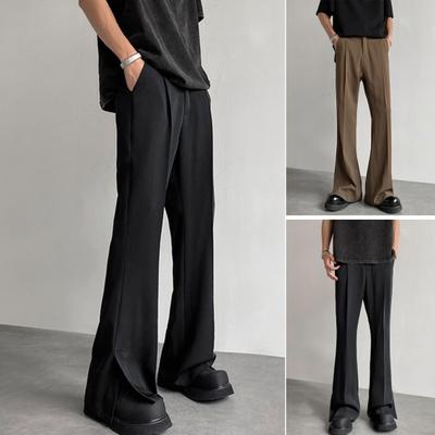 Herren Anzughose Gerades weites Bein Lockere mittlere Taille Taschen Tiefer Schritt Knopf Reißverschluss Locker Formelle Business-Stil Bürokleidung Lange Hose