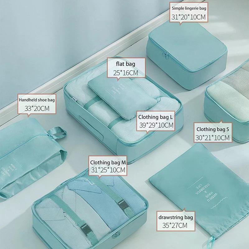 7Pcs/Set Folding Travel Storage Bags Digital Toiletries Shoes Clothes Organizer Suitcase Clothes Tidy Pouch Packing Cubes Set