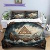 Viking Longship Pattern Bedding Home Decoration Birthday Gift (1 * duvet cover + 2 * pillowcase, without core)