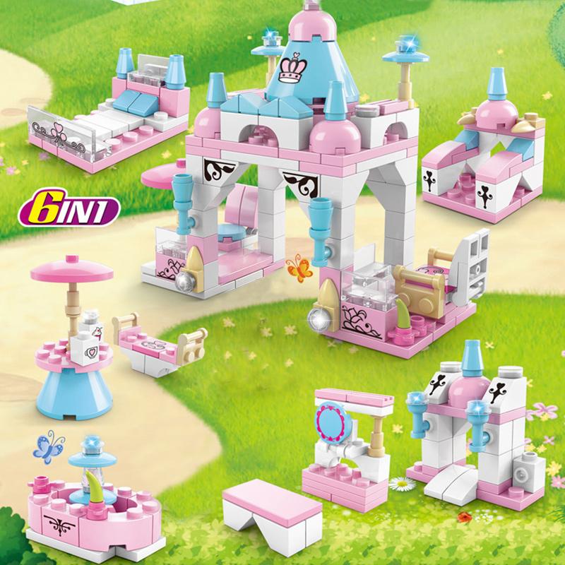6-in-1 Girls Castle Building Block Kit - Create Unique Structures with Deformable Combinations Compatible