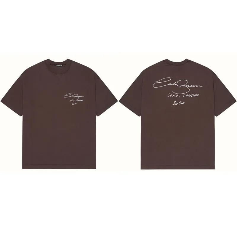 Summer Fashion Heavyweight Retro Men's English Letters 100% Cotton Printed Round Neck High-quality Casual Fitness Street T-shirt