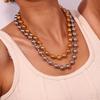 Punk Hip Hop 47CM Gold Silver Color Beads Necklace Men Stainless Steel Luxury High Quality Waterproof Necklace Jewelry For Women