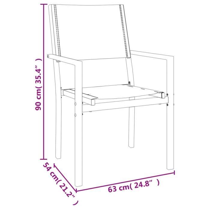 VidaXL Ensemble à manger de jardin 3 pcs noir textilène et acier 3200742