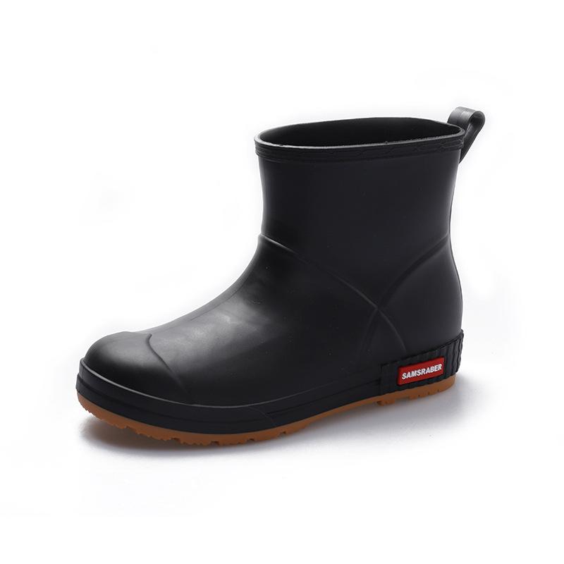 

Модные резиновые сапоги для мужчин, полусапожки, зимние водонепроницаемые теплые рабочие ботинки, нескользящая резиновая обувь на платформе, мужские кухонные галоши 44 чёрный