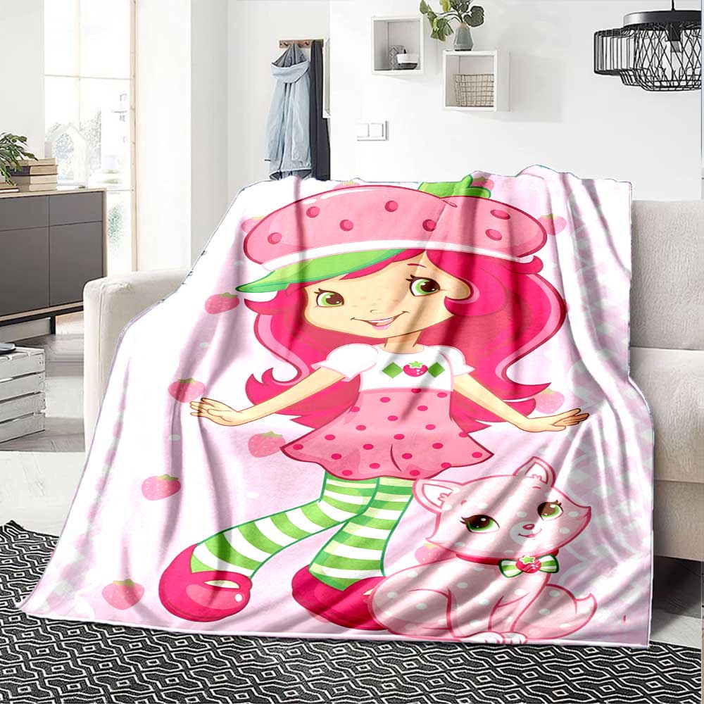 Strawberry Shortcake'S Cute Moment Blanket Soft Warm Cozy Throw Blanket for Office Chair Sofa Couch Office Bed Picnics Warmthful Decor Gifts Y2