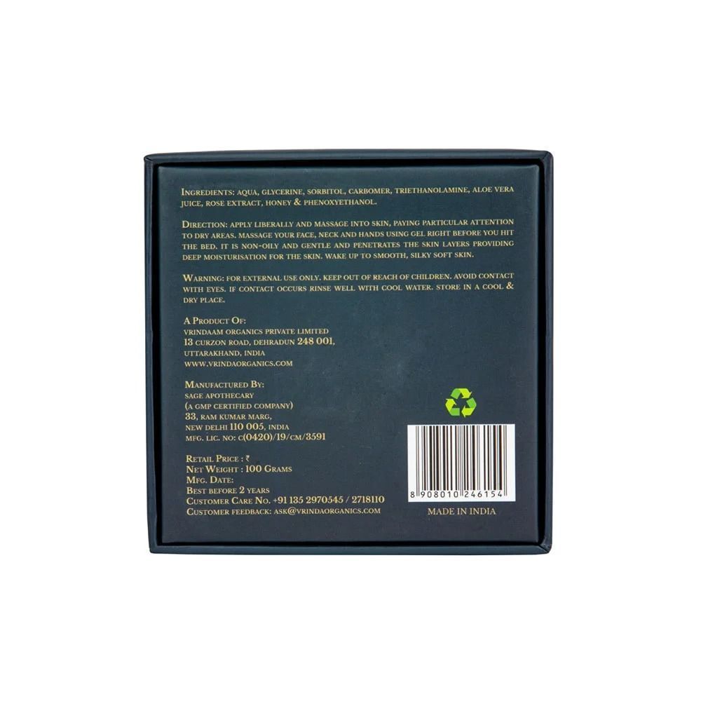 Aloe Vera, Bal ve Gül İçeren Nemlendirici Yüz Jeli (100 gram), Aloe Vera, Bal ve Gül Hafif Nemlendirici Yüz Jeli, Vrindaam