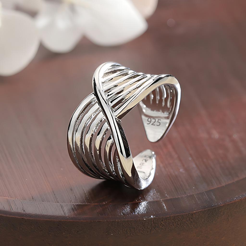 925 Sterling Silver Rings For Women Men Fine Jewelry Finger Adjustable Open Vintage Chain Ring For Party Birthday Gift