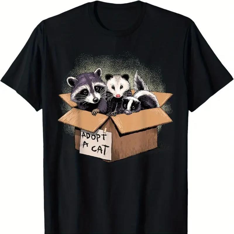 Adopt A CaT T-shirt Raccoon Opossum Skunk Street S