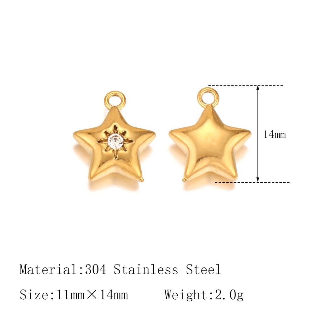 3Pcs Stainless Steel Star/Moon/Sun Charms Rhinestone/Natural Shell Pendant Handmade Necklace Earring DIY Jewelry Making Supplies