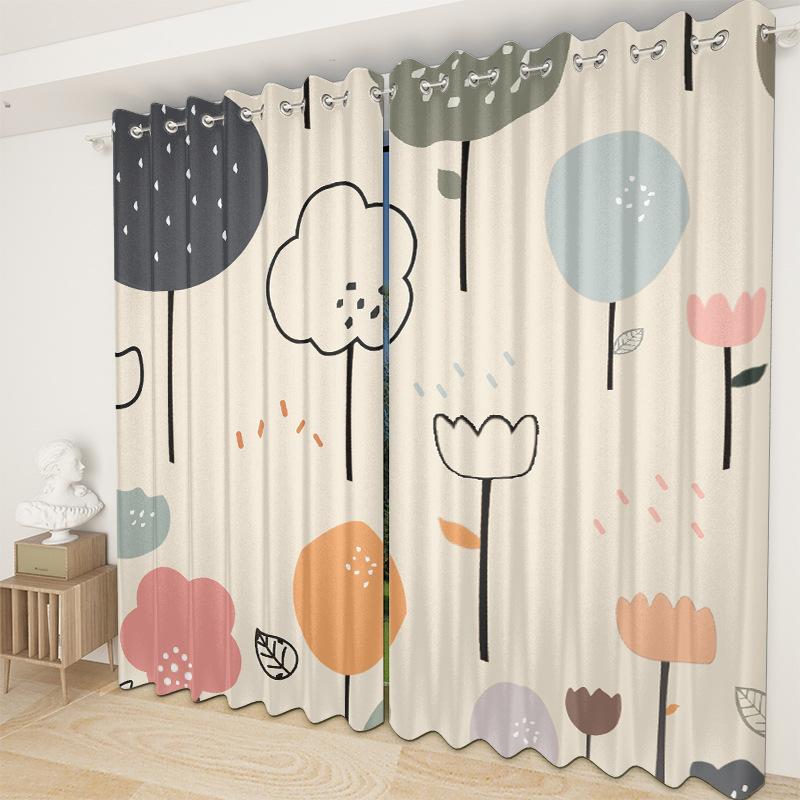 

Elk Curtain Cloth Bedroom Living Room Balcony Blackout Curtain Office Hotel Insulation Curtain 2pcs*1.32m*1.6m