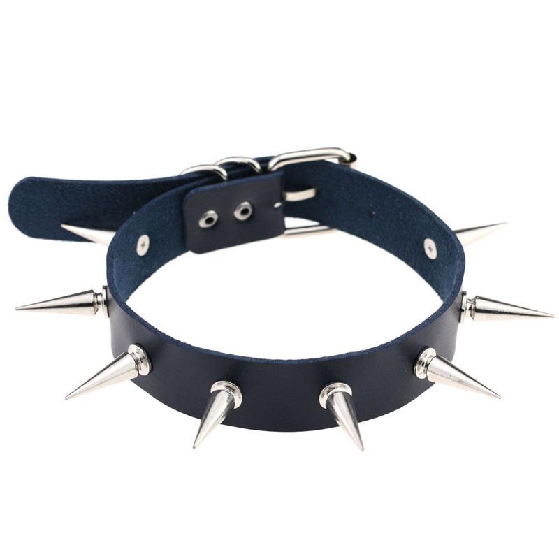 PU kožený gotický náhrdelník obojok Sexy špica okrúhly prsteň Kľúčna kosť Punk Rock Retiazka Choker Opasok Nastaviteľný golier Choker Cosplayer Halloween doplnok