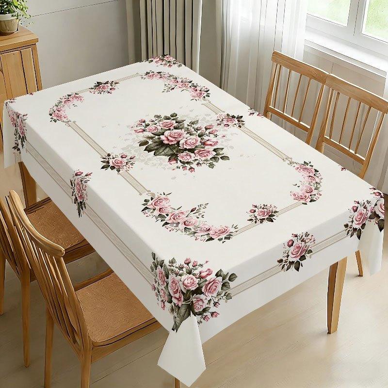 Vintage Floral Washable Tablecloth Soft Brushed Decorative Table Cover for Kitchen Dining Home Party Wedding Furniture Protection Home Decor