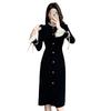 Elegant French Retro Velvet Lace Dress - Hepburn Style Black Dress for Autumn/Winter