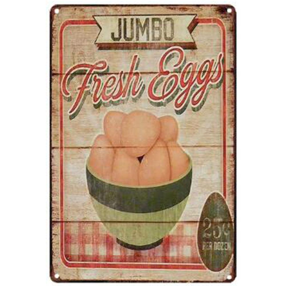Farm Fresh Eggs Metal Tinplate Sign Poster Chicken Egg Shabby Chic Tin Signs Metal Plate 20x30cm