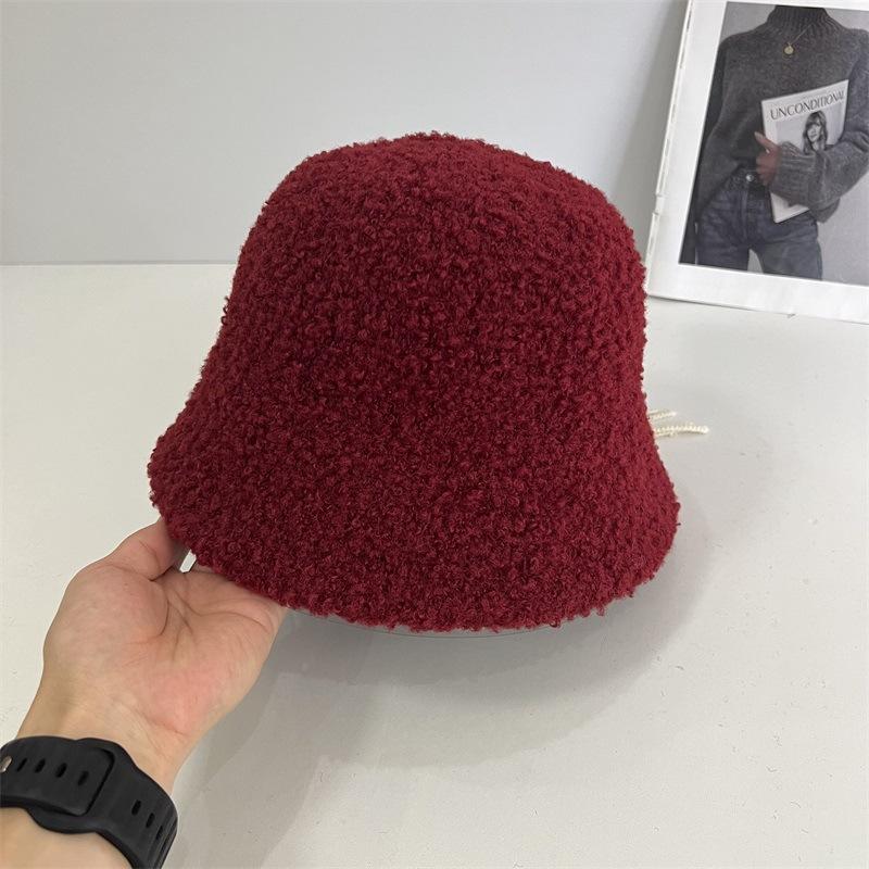 

Шапка-панама из овечьей шерсти женская осенне-зимняя однотонная универсальная панама простая панама для лица для путешествий M（56-58cm） бордовый