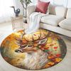 Autumnal Deer Round Area Rug,Carpet Rug for Living Room Bedroom Sofa Playroom Decor,Non-slip Floor Mat