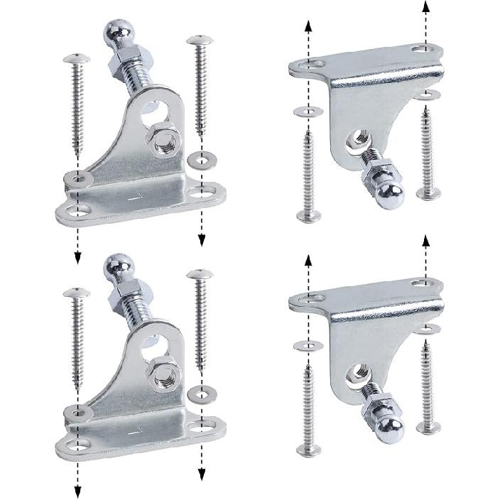 OTUAYAUTO YAQLS06 Angled Gas Strut Mounting Brackets - 10Mm Ball Stud With Screws (Pack Of 4)