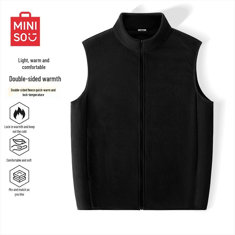 Мужской теплый флисовый жилет MINISO M чёрный