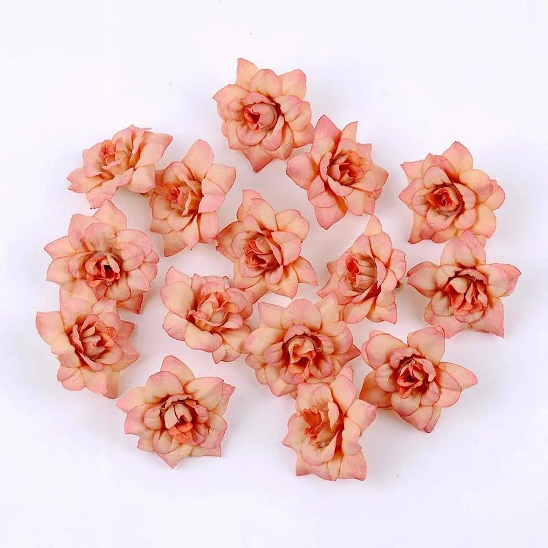 10Pcs Artificial Flower 4.5cm Silk Rose Head For Wedding Home New Year Decoration DIY Garland Scrapbook Gift Box Craft Flowers