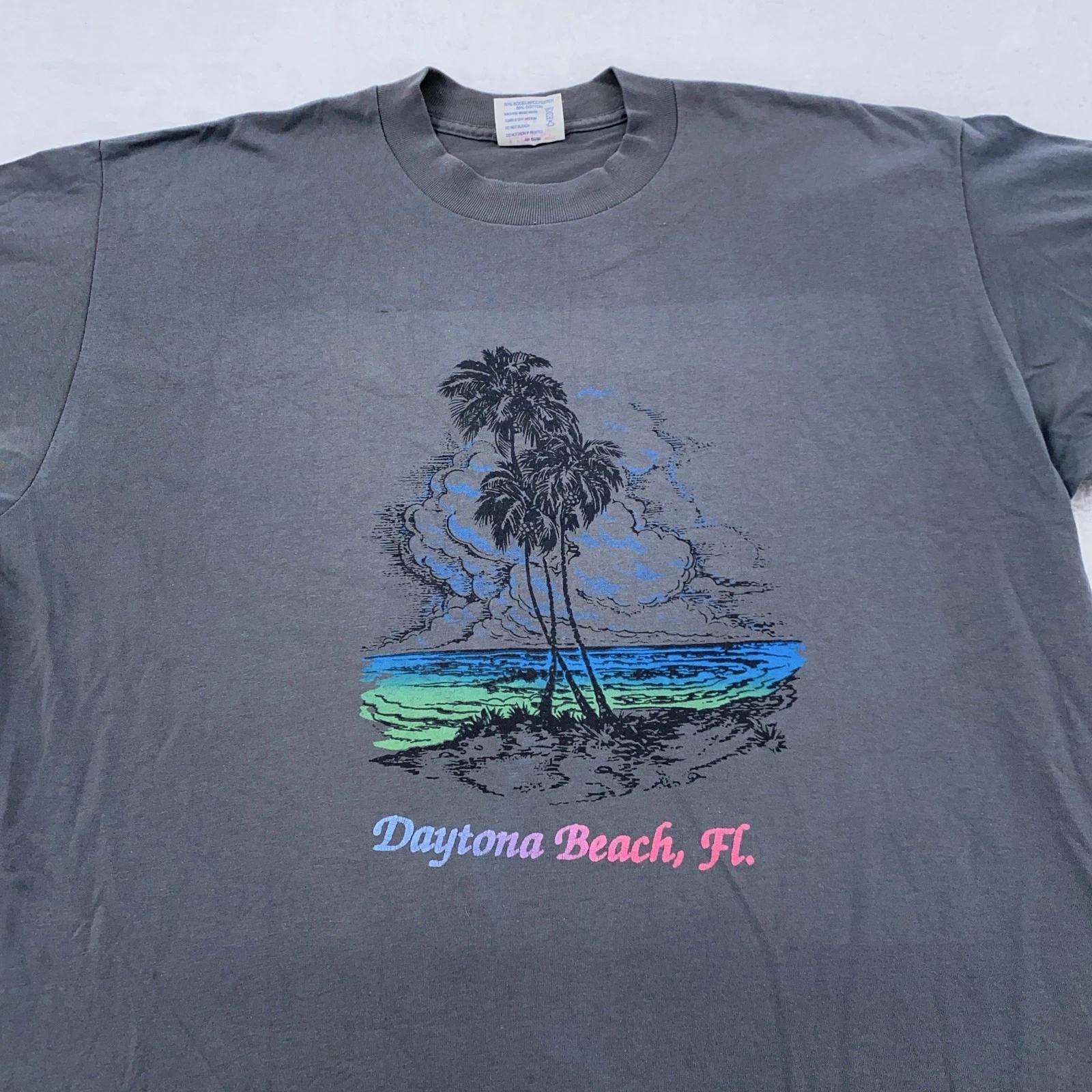 

Vintage Daytona Beach Shirt Mens L/XL Gray Surf Sunset Florida Tee Ocean 80s 90s XL